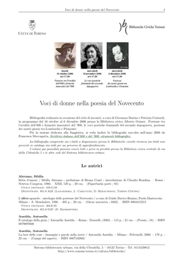 Voci Di Donne Nella Poesia Del Novecento 1