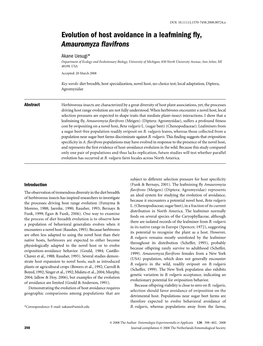 Evolution of Host Avoidance in a Leafmining Fly, Amauromyzaflavifrons