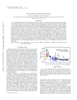 Arxiv:1707.07051V1 [Astro-Ph.SR] 21 Jul 2017 E Nteyugs Lses(Age Clusters Youngest the in Dex E Ncutr Le Hntesn H [Ba the Sun