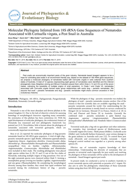 Molecular Phylogeny Inferred from 18S Rrna Gene Sequences Of