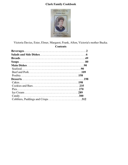 Clark Family Cookbook Victoria Davies, Ester