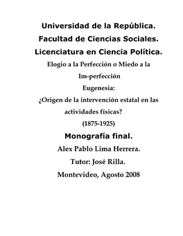 Universidad De La República. Facultad De Ciencias Sociales. Licenciatura En Ciencia Política