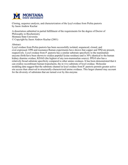 Cloning, Sequence Analysis, and Characterization of the Lysyl Oxidase