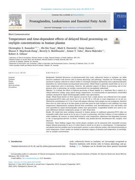 Prostaglandins, Leukotrienes and Essential Fatty Acids 150 (2019) 31–37