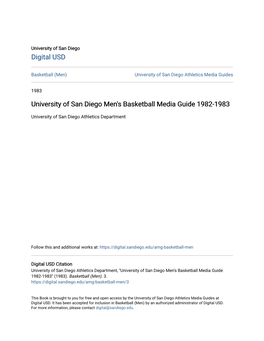 University of San Diego Men's Basketball Media Guide 1982-1983