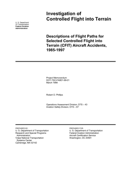 Investigation of Controlled Flight Into Terrain U