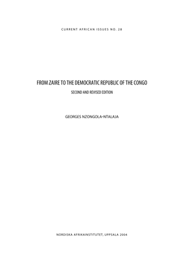 From Zaire to the Democratic Republic of the Congo Second and Revised Edition