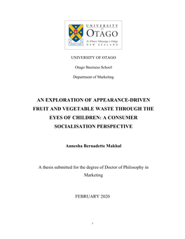 An Exploration of Appearance-Driven Fruit and Vegetable Waste Through the Eyes of Children: a Consumer