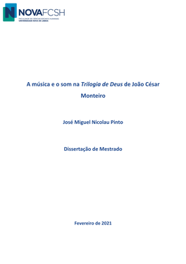 A Música E O Som Na Trilogia De Deus De João César Monteiro