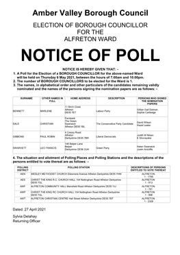 Notice of Poll Notice Is Hereby Given That: