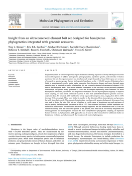 Insight from an Ultraconserved Element Bait Set Designed for Hemipteran T Phylogenetics Integrated with Genomic Resources ⁎ Troy J