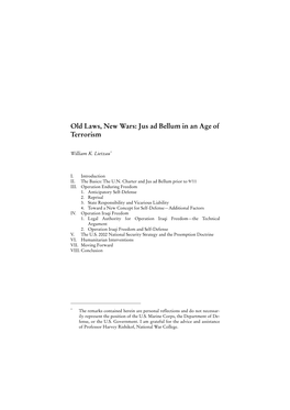 Old Laws, New Wars: Jus Ad Bellum in an Age of Terrorism (PDF, 410.9