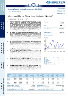 Continued Market Share Loss, Maintain 