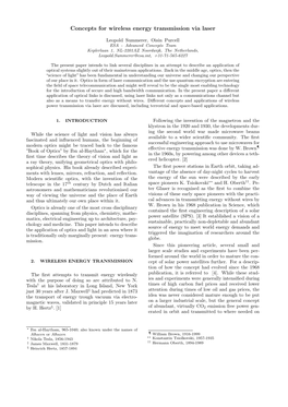 Concepts for Wireless Energy Transmission Via Laser