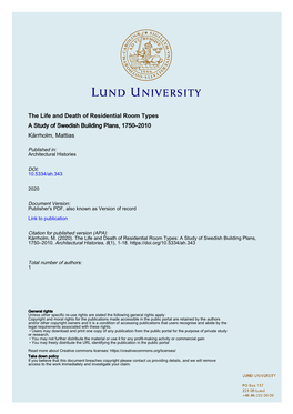 The Life and Death of Residential Room Types: a Study of Swedish Building Plans, 1750–2010