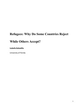 Refugees: Why Do Some Countries Reject While Others Accept?