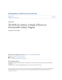 A Study of Slavery in Seventeenth-Century Virginia Randolph M