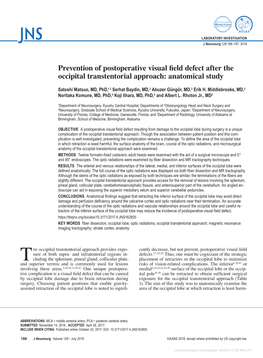 Prevention of Postoperative Visual Field Defect After the Occipital Transtentorial Approach: Anatomical Study