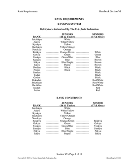 Rank Requirements Handbook Section VI Section VI • Page 1 of 18