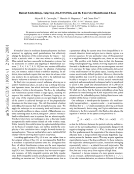 Arxiv:Nlin.CD/0111005 V1 2 Nov 2001 Ple Namical Tems: on Asymptotically While Islands Lands W to the Apply Class