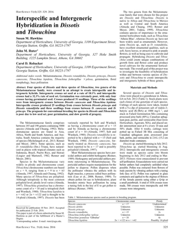 Interspecific and Intergeneric Hybridization in Dissotis And