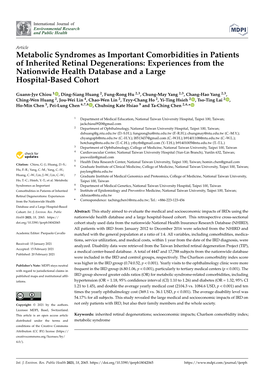 Metabolic Syndromes As Important Comorbidities in Patients of Inherited Retinal Degenerations