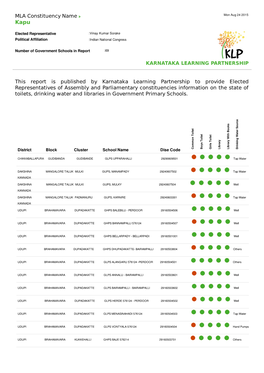 MLA Constituency Name This Report Is Published by Karnataka Learning