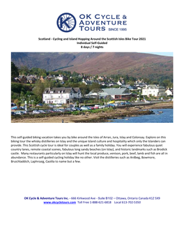 Scotland - Cycling and Island Hopping Around the Scottish Isles Bike Tour 2021 Individual Self-Guided 8 Days / 7 Nights