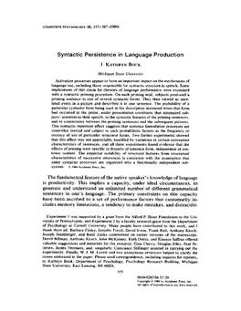 Syntactic Persistence in Language Production