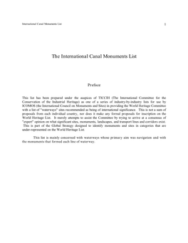 The International Canal Monuments List