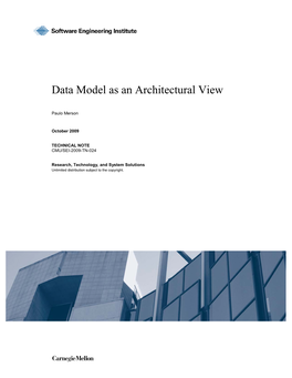 Data Model As an Architectural View