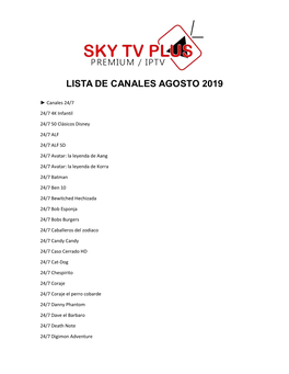 Lista De Canales Agosto 2019