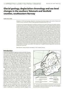 Glacial Geology, Deglaciation Chronology and Sea-Level Changes in the Southern Telemark and Vestfold Counties, Southeastern Norway