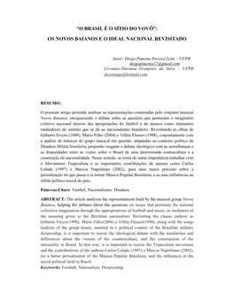“O Brasil É O Sítio Do Vovô”: Os Novos Baianos E O Ideal Nacional Revisitado