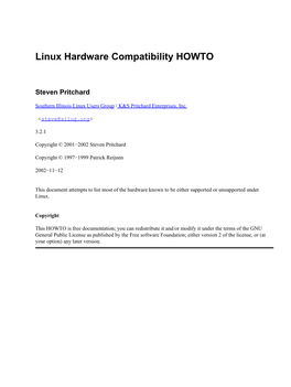 Linux Hardware Compatibility HOWTO