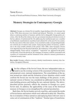 Memory Strategies in Contemporary Georgia