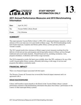 Staff Report Information Only 2011