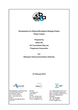 Phase 2 Report V2.Docx Page I Development of a National Broadband Strategy Project – Phase 2 Report