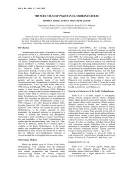 The Seed Atlas of Pakistan-Ix. Orobanchaceae