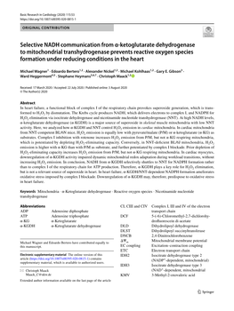 Selective NADH Communication from Α‑Ketoglutarate Dehydrogenase