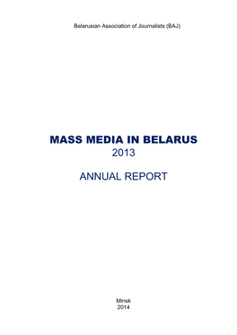 Mass Media in Belarus 2013 Annual Report