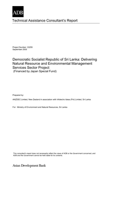 Democratic Socialist Republic of Sri Lanka: Delivering Natural Resource and Environmental Management Services Sector Project (Financed by Japan Special Fund)