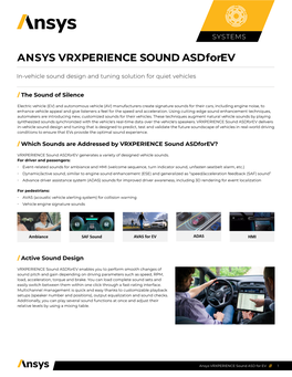 ANSYS VRXPERIENCE SOUND Asdforev