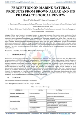 Perception on Marine Natural Products from Brown Algae and Its Pharmacological Review