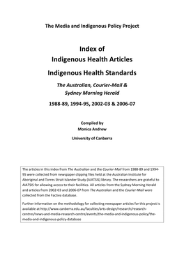 Keyword: Indigenous Health Standards