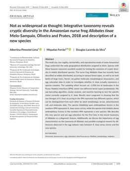 Not As Widespread As Thought: Integrative Taxonomy