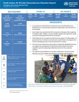 South Sudan: Bi-Weekly Humanitarian Situation Report Emergency Type: Humanitarian Crises Issue 05| Date: 01– 15 March 2021