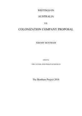 Colonization Company Proposal