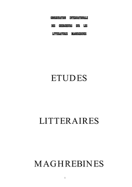 Etudes Litteraires Maghrebines