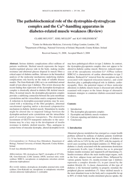 The Pathobiochemical Role of the Dystrophin-Dystroglycan Complex and the Ca2+-Handling Apparatus in Diabetes-Related Muscle Weakness (Review)